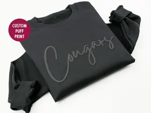 Custom Puff Print Team Name Sweatshirt Personalized School Mascot Embossed Design Football Team Christmas Gift Black Premium Quality