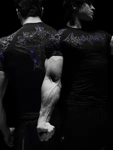 New Men's Fitness Short Sleeve Summer Quick-Dry Elastic Trendy Sports T-Shirt, Gym Wear, Comfortable and Breathable Workout Top