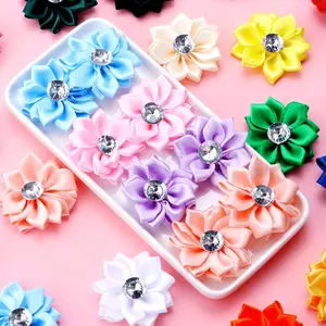 20pcs Multicolour Polyester for Lotus Flower Ornaments with artificial Encrusted Headpiece Costume. Ladies Womens DIY Sewing Handmade Hairpin Flower Hair Clip Brooch Neckline Accessories, Party Wedding Supplies Home Decoration