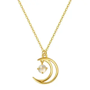Sterling Silver Moonstone Pendant Necklace