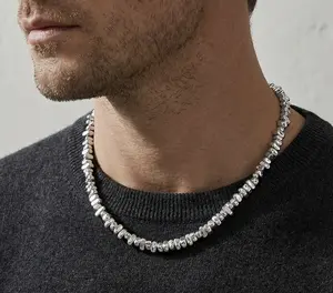 Men's Irregular Vintage Necklace, Minimalist Clavicle Chain, Trendy Personalized Jewelry