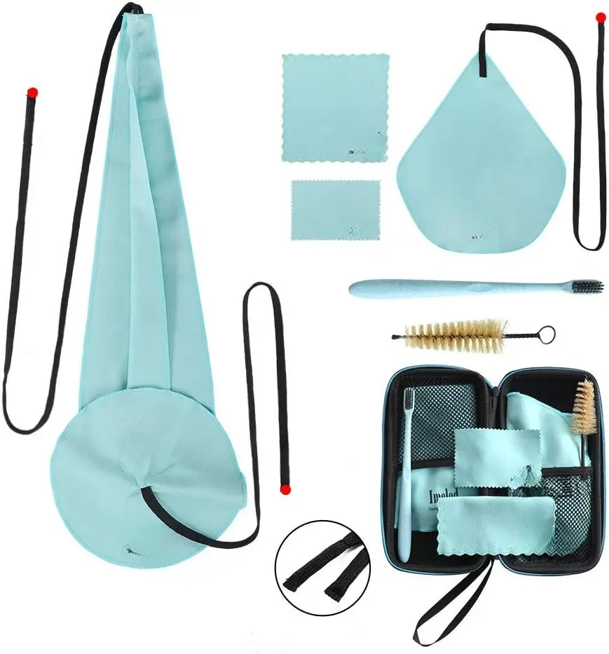 Saxophone Cleaning kit with Case for Alto Tenor Clarinet Flute and other Wind & Woodwind Struments Including Sax Cleaning Cloth(4pcs),Mouthpiece Brush(Light Blue)