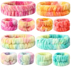 Rainbow Microfiber Spa Set: Elastic Absorbent Headbands and Wristbands (12 Pcs)