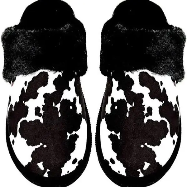 Western Slippers Cow Print