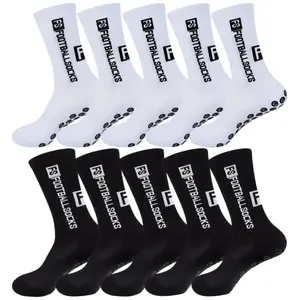 10 Pack Anti-Slip Athletic Grip Socks, Non-Slip Soccer & Football Crew Socks for Men and Women