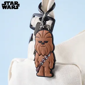 1PC Star Wars Officially Licensed Star Wars Chewbacca Soft Touch Bag Clip Cute Keyring Keychain Decoration Bag Hangings Key Chain Souvenir for Family Friends Fans Mother's Day Birthday Christmas Gifts