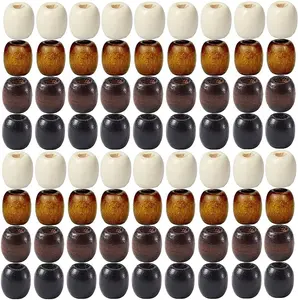 200 count Large Hole Barrel  European Loose Beads 4 Colors  Wooden Dreadlock Hair Braid Beads for Hair Braids  Bracelet Necklace Making 16x16-17mm