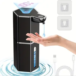 Automatic Infrared Metal Transparent Geometric Soap Dispenser, Touchless Rechargeable Dispenser with 4 Flow Levels, Waterproof, Wall-Mounted/Desktop Dual-Use, Easy Installation, for Home Kitchen & Bathroom,summervibes tiktokshopspringglowup
