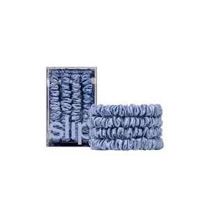 slip Set Of 4 Pure Silk Skinny Scrunchies in Cornflower