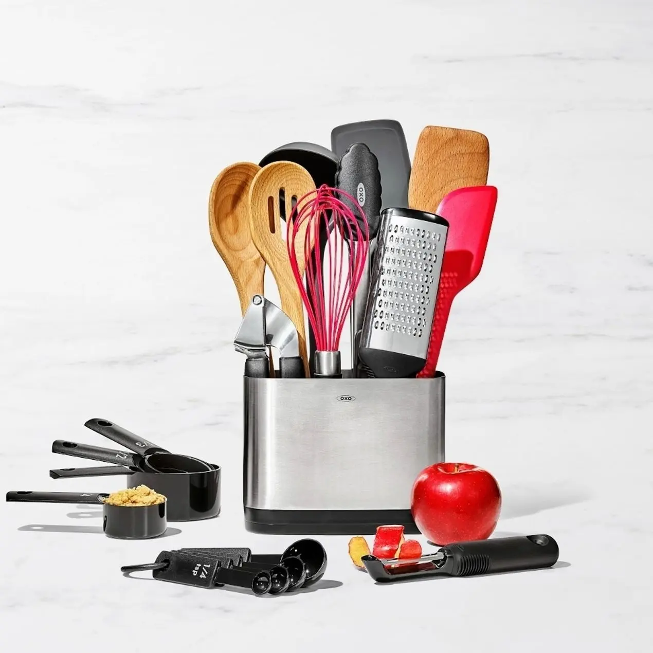 OXO Good Grips Everyday Kitchen Tools with Utensil Holder, Set of 20