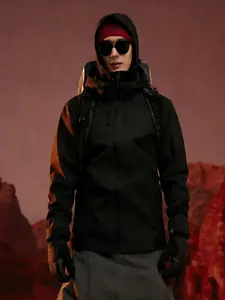 Unisex Black 3L Waterproof Windproof Shell Jacket | Breathable 3-Layer Fabric | Adjustable Hood | Outdoor Hiking Ski Raincoat | Urban Techwear Aesthetic | Relaxed Fit | All-Weather Performance Outerwear | Athlete Jackets | Outdoor Sportswear