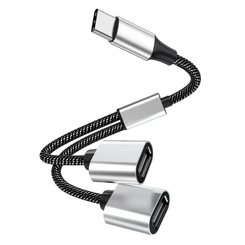 USB C Splitter Adapter Cable, Dual Connector Accessory, Dual Usb Ports, USB-C Male to 2/3 USB-C Female & 1 USB-A Female Converter, Compatible with Steam Deck, Asus Rog Ally, Xbox One Series