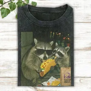 [Sale off up to 50%] Raccoon Eating Tacos Shirt, Silly Shirt Gift, Vintage Tee Comfort Colors, Unisex Graphic Hoodie, Funny Tee, Tacos Lover Raccoon Shirt