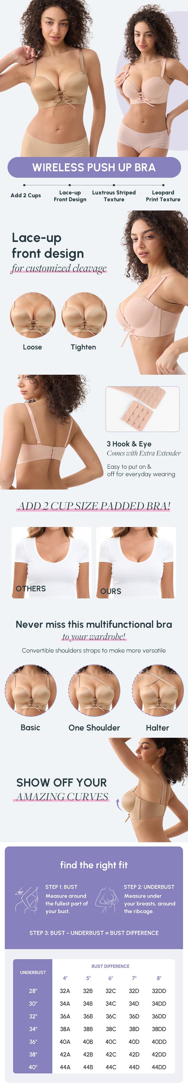 FallSweet Add Two Cups Wireless Bras Brassiere for Women Push Up Padded Comfort Womenswear