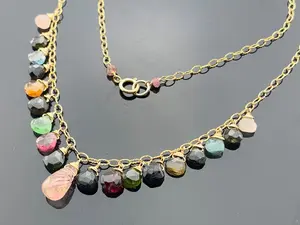 Watermelon Tourmaline Necklace · 14K Gold Filled · Real Gemstone · Dainty Layering Jewelry · October Birthstone · Gift for Her