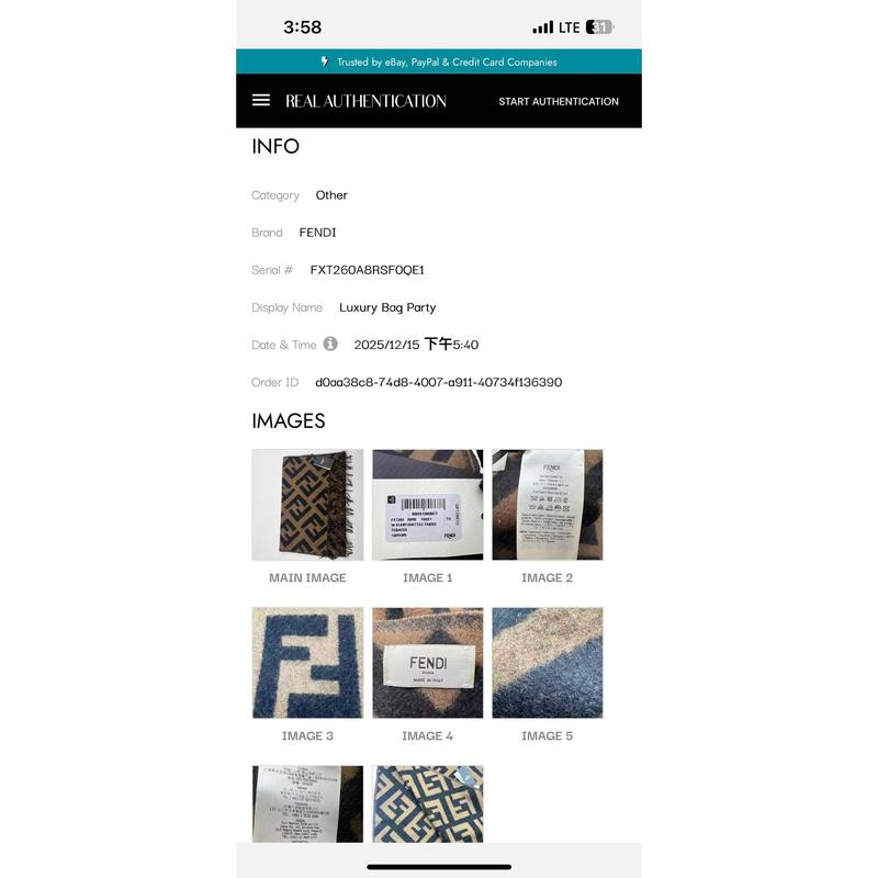 Pre-owned Fendi FF Classic Pattern 100% Cashmere Scarf Brown FFS01