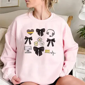 [Made in USA] 911 Dispatcher Sweatshirt, Aesthetic 911 Dispatcher Icon Graphic Crewneck Pullover, Thin Gold Line Emergency Dispatcher Sweatshirt, Trendy First Responder Crewneck Shirt, Dispatcher Appreciation Gift For 911 Operator