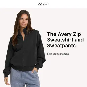 BILLABONG The Avery Zip Sweatshirt and Sweatpants,80% Cotton,Full zip closure,Relaxed fit[Two Options, Set Available]