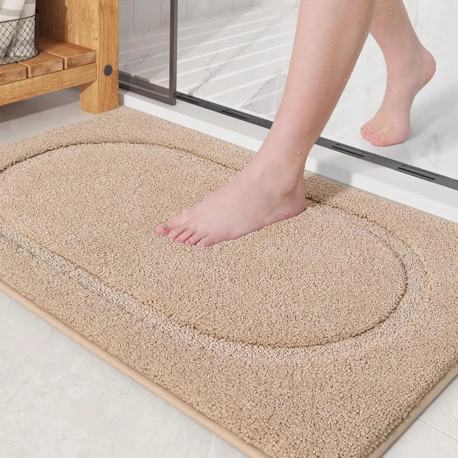 Color & Geometry Thick Bathroom Rug - Non-Slip, Absorbent, Washable, Quick-Dry, Modern Soft Small Bath Mat for Bathroom Floor, rugs for bedroom