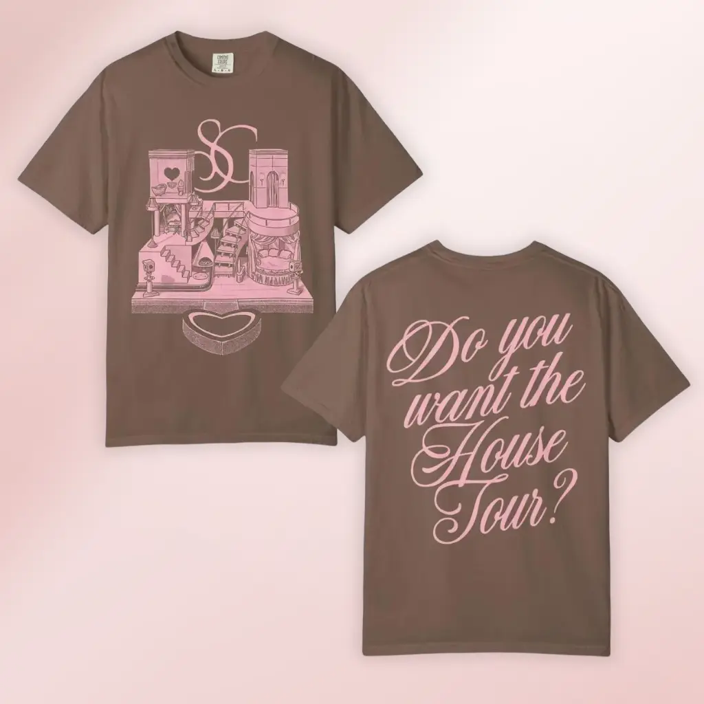 Do You Want The House Tour Shirt, SC Dollhouse Graphic Tee, Sabrina Fan Concert Merch, Brown Pink Coquette Unisex Top