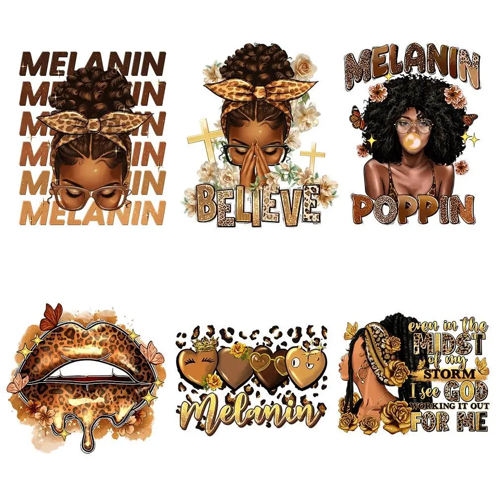 Girl & Flower Pattern Heat Transfer Sticker, 6 Counts Washable Heat Transfer Sticker, DIY Iron On Transfers Sticker For T-shirts Jackets Jeans Hoodies