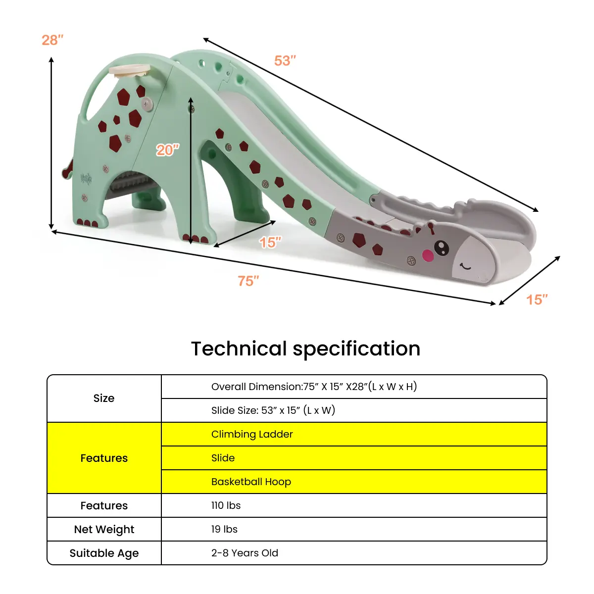 3-in-1 Green Giraffe