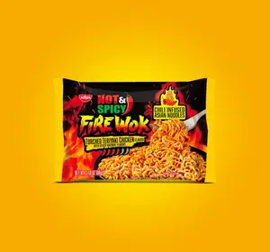 Nissin Fire Wok, Torched Teriyaki Chicken, Hot & Spicy Chile Infused Asian Noodles, Pack of 1 Food Instant Flavor