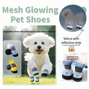 (4Pcs) Reflective Mesh Pet Shoes | Anti-Slip Soft Sole | For Dogs & Cats | Spring Essential | Kitten Shoes | Poodle