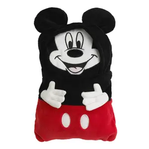 Disney Mickey Mouse Funhouse Crew Black and Red Super Soft Plush Character Toddler Blanket