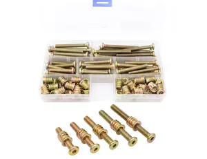 35 Sets Threaded Insert Nuts and Bolt Assortment Kit, 1/4-20  13mm Threaded Inserts & Hex Socket Furniture Barrel  (5 Sizes) Combination, Carbon Steel (Zinc Plated), YellowQuesear