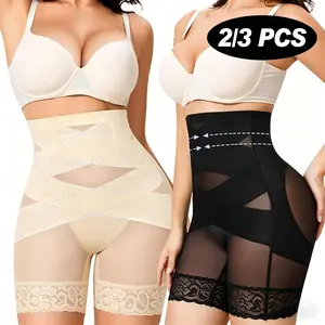 2/3 PCS Tummy Control Shapewear Shorts  for Women-High Waisted Body Shaper Underwear Seamless Butt Lifting Lace Panties Thigh Slimmer Panty Girdle