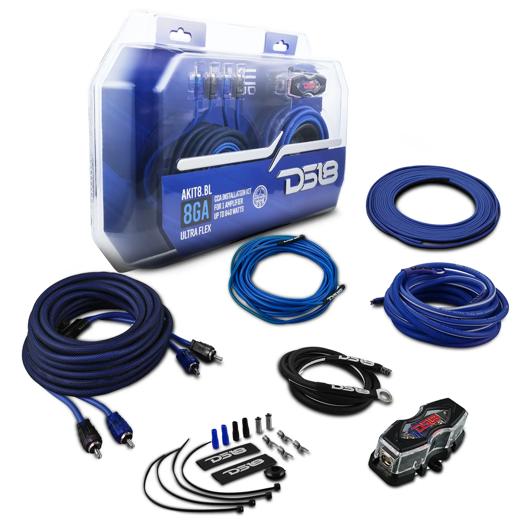 8-GA Amplifier Installation Wiring Kit - Blue 8-GA Amplifier Installation Wiring Kit - Blue