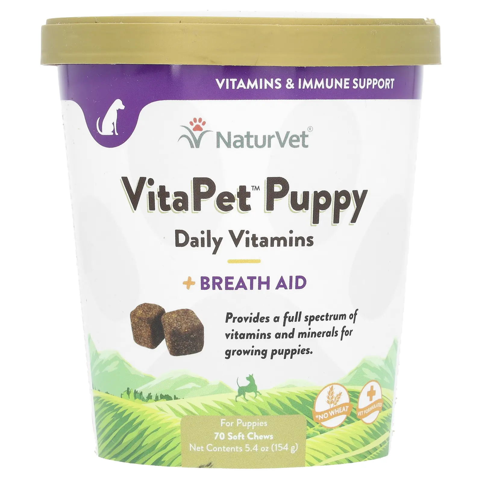 NaturVet VitaPet Puppy, Daily Vitamins + Breath Aid, For Puppies, 70 Soft Chews, 5.4 oz (154 g)