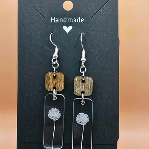 16) Clear Rectangle Dandelion Earrings!