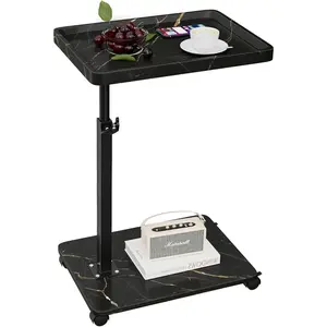 C Table End Table Adjustable Height, 360 ° Swivel TV Tray Table for Small Spaces, Couch Tables That slide under, C Shaped Side Tables living room and bedroom for Sofa, Bed,Chair, Snack (1, Black)