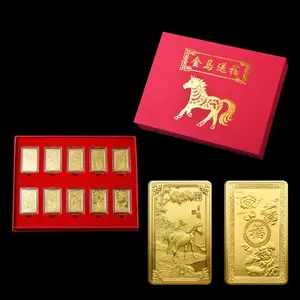 Golden Horse Blessing Coin Set, Zinc Alloy Material, Gift Box Packaging, Collectible Souvenir Gifts for Horse Lovers & Collectors, Horse Theme, Collectible Item
