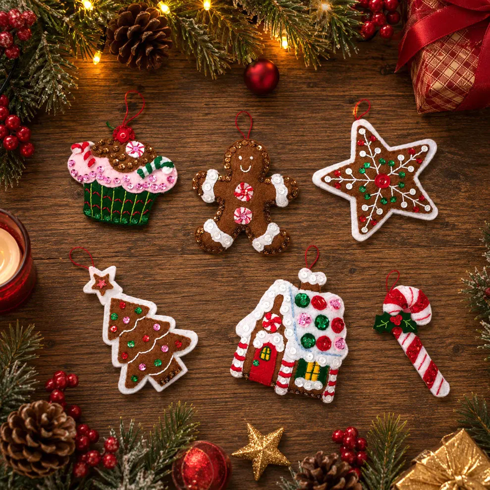 Christmas Treat Classics 6 PC Felt Ornaments