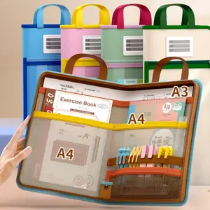 Large Mesh File Bag with Dual Zippers and Internal Support Rod, Portable Storage for Books, Stationery, Office Supplies, Home School Use, Dual Zipper Design