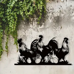 Metal Chicken Coop Wall Art Decor Sign, Artwork, Modern Minimalist Design, Bedroom Decoration Gift, Indoor Outdoor Home Garden Farm Decor, Wedding Housewarming Present, Decorative