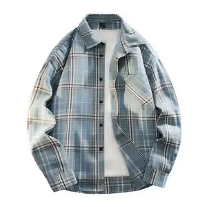 New Spring and Autumn Casual Couple Shirts, Loose Fit Long Sleeve Tops, New Lightweight Plaid Shirts Unisex, Men's Versatile Dress Shirt Jacket, Spring Youth Student Casual Plaid Cardigan Shirt, Soft Comfortable Fabric, Suitable for Everyday Wear