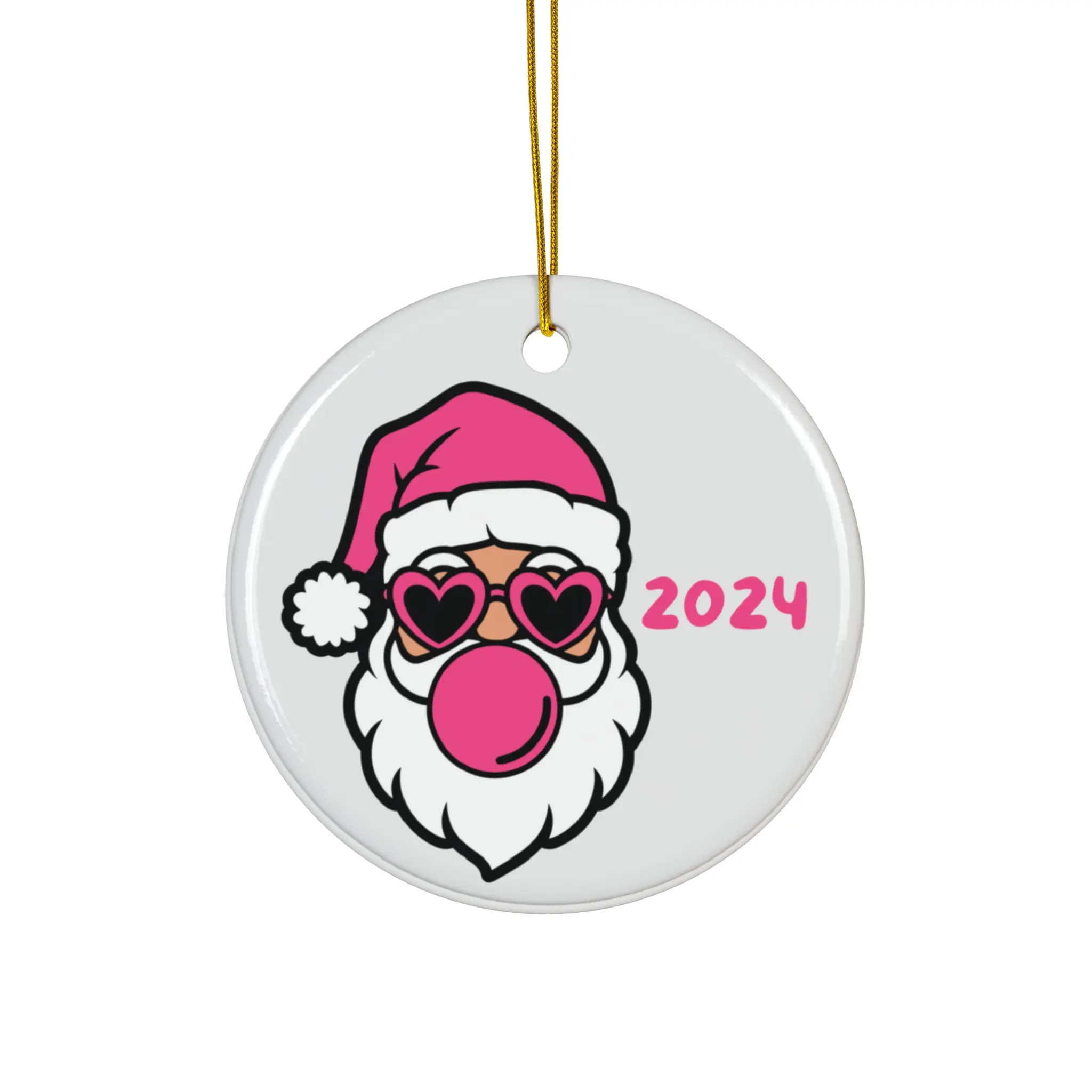Bubble Gum Whimsical Santa Ornament, Fun Christmas Decor, Holiday Gift, Unique Tree Decoration, 2024 Keepsake, Festive Home Accent