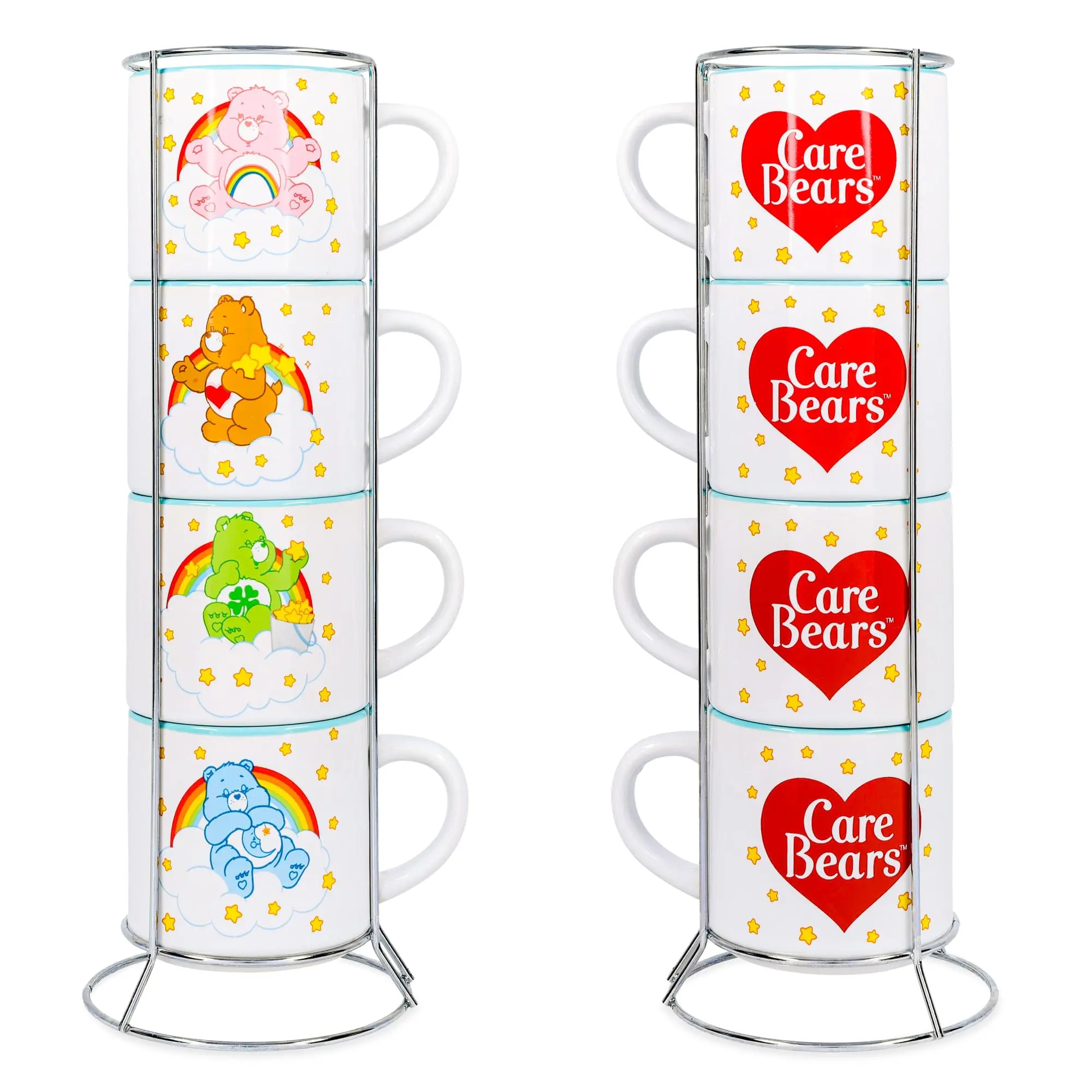 Care Bears 4-Piece Stacking Mug Set With Wire Rack | Each Holds 10 Ounces