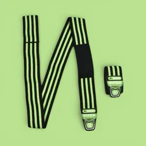 Premium Weight Lifting Knee Wraps - Fitness Training Green/Black