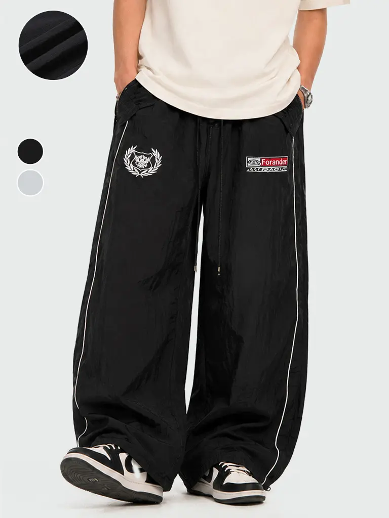 TELLFUN--Men's Y2K Printed Lightweight Baggy Sweatpants, Drawstring Straight Leg Stylish Casual Streetwear Dance Pants with Pocket, Ideal for Pairing with Hoodie or Sneakers, Personalized Menswear Bottoms