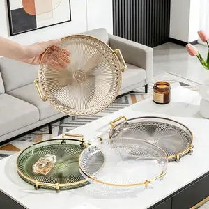 Home Living Room Round Dual-Ear Tray, Manicure Makeup Brush Storage Tray, Organizer for Toiletries, Essential Bathroom Accessory, Decorative, Bathroom Counter Organizer