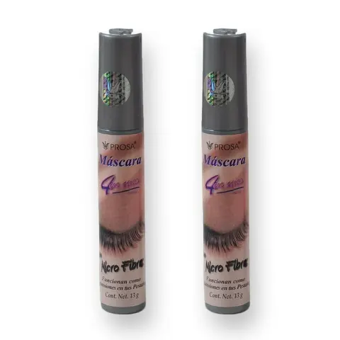 Prosa 4 En 1 Con Mascara Micro Fibras (2 Pack), 13g with 4 in 1 Formula, Deep Black Color for Intense Eyelashes Extension Lightweight Makeup
