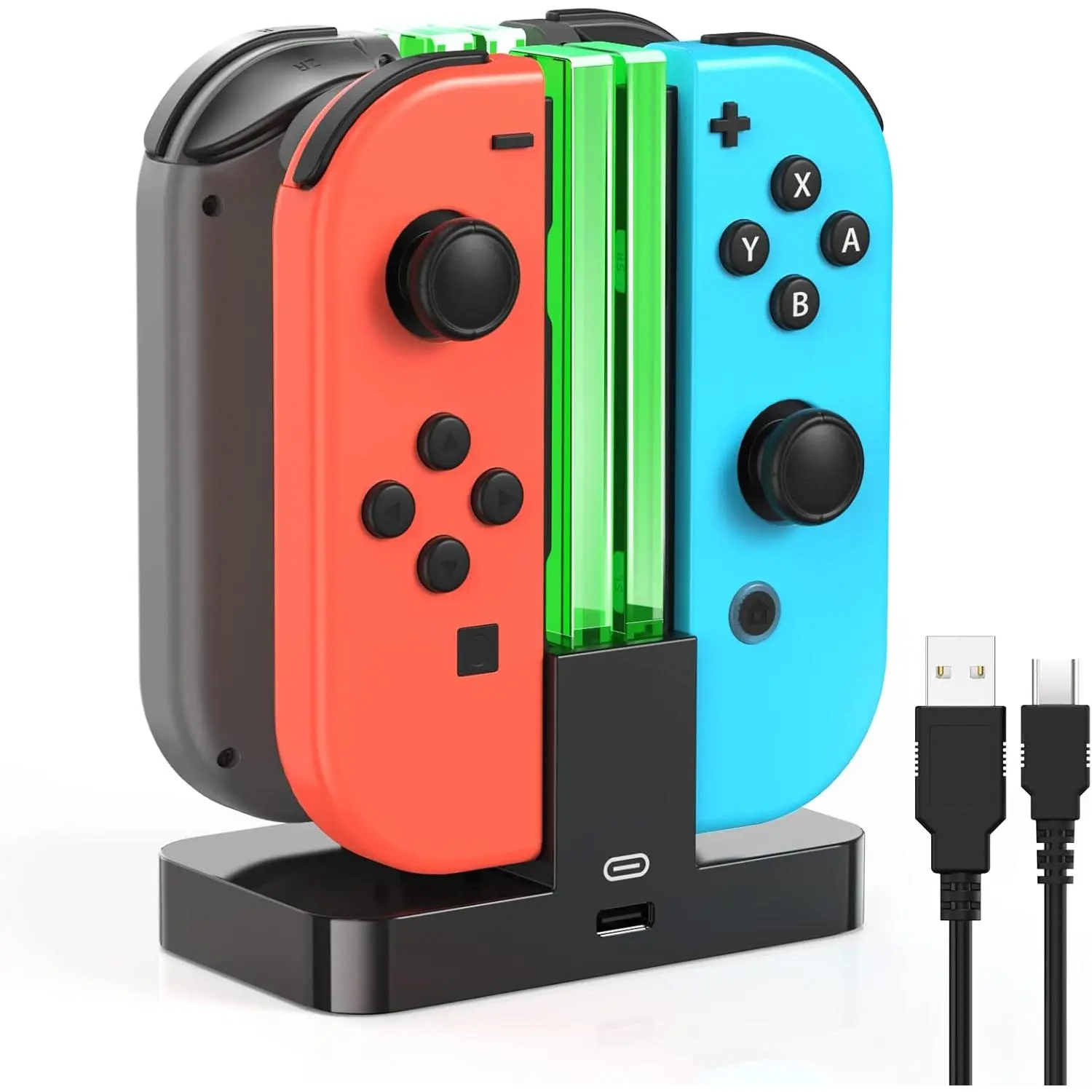 F-APT15  Charging Dock Replacement for joycon Controller Charger for Switch OLED Console for Joy Cons, Dock Station for Switch Accessories Kits with a USB Type-C Charging Cord (Black)