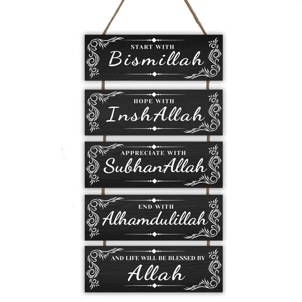 Islamic Phrases Pattern Wooden Hanging Plaque, 1 Count Modern Eid Ramadan Mubarak Wall Decor, Inspirational Sign, Wall Hanging Decor for Home Living R