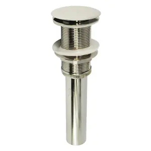 212 MAIN Coronet Series Round Solid Brass Bathroom Sink Drain - 2.63 in. Large Cap Spring-Close Push-Up Drain with Easy Opening, Polished Nickel, No Overflow