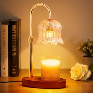 Candle Warmer Lamp with Timer and Dimmer, Adjustable Height Electric Candle Warmer Flower Lamp Wax Melt Warmer for Jar Candles dlingream